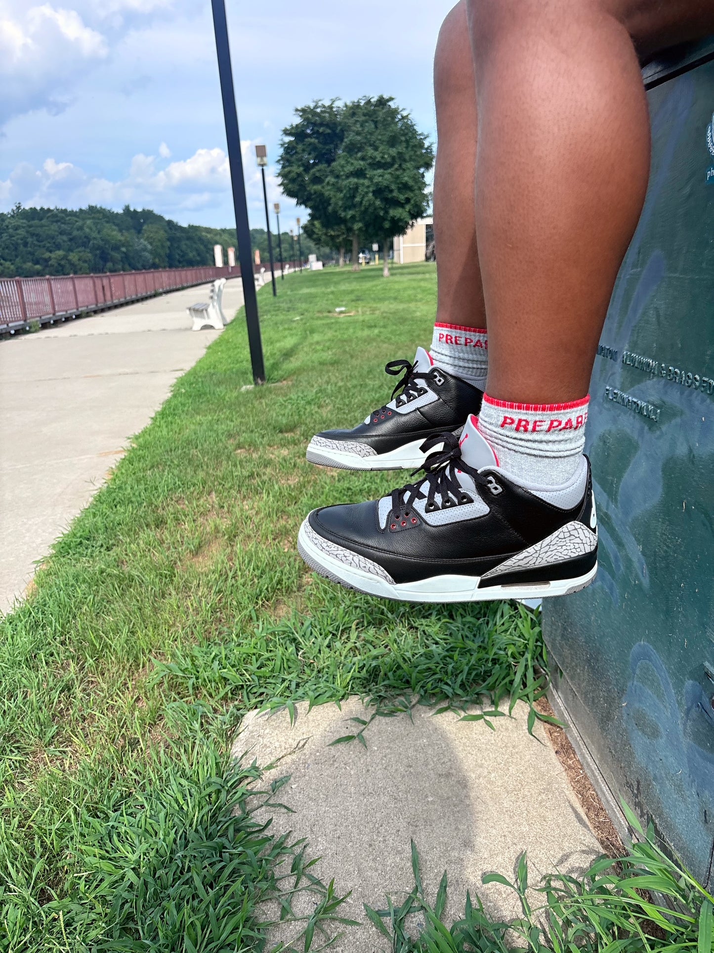 Prepared Daily Gray/Red Crew Socks