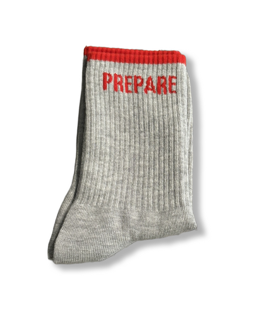 Prepared Daily Gray/Red Crew Socks