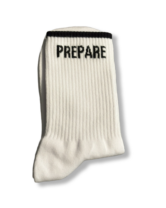 Prepared Daily White/Black Crew Socks